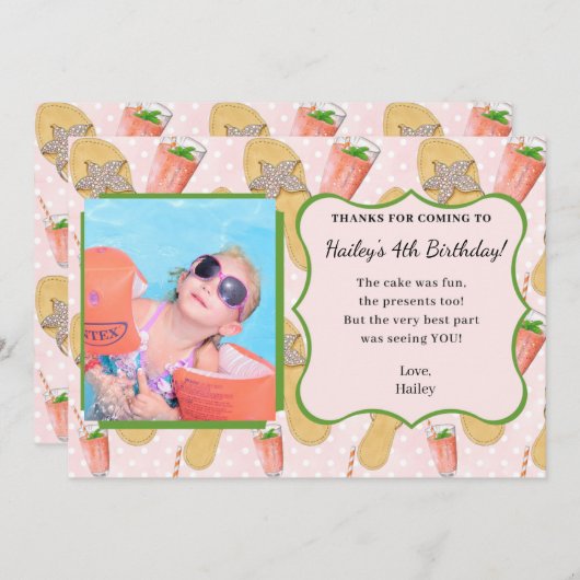 Flip Flops und Lemonade Foto Danke Karte (Vorne/Hinten)