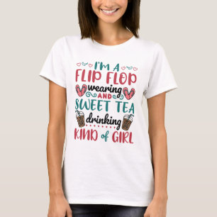 Flip Flops und Sweet Tea Art Mädchen T-Shirt