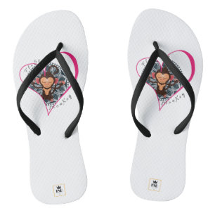Flip Flops vom rosa Herz floState meditierende Aff Badesandalen