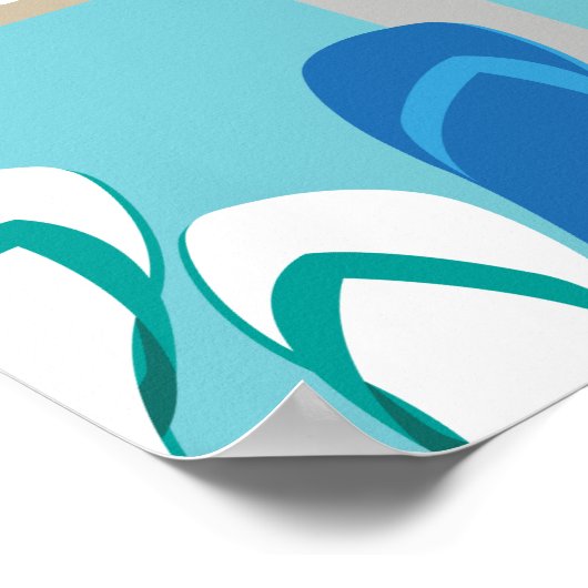 Flip Flops Zone Aqua Wedding Empfang Zeichen Poster (Ecke)
