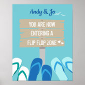 Flip Flops Zone Aqua Wedding Empfang Zeichen Poster (Vorne)