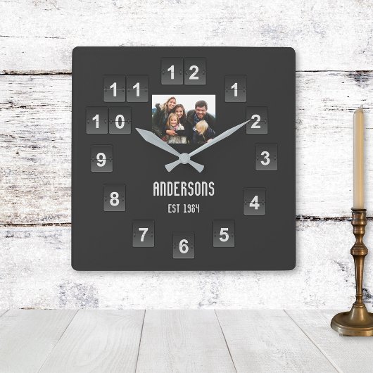 Flip Number Display Photo Custom Quadratische Wanduhr
