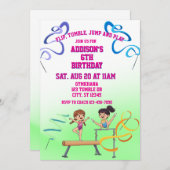 Flip, Tumble, Jump, Play Gymnastic Birthday Einladung (Vorne/Hinten)
