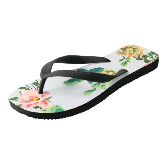 Flipflop Sandalen Bohemisch Kaktus Sukkulente Dess (Schrägansicht)