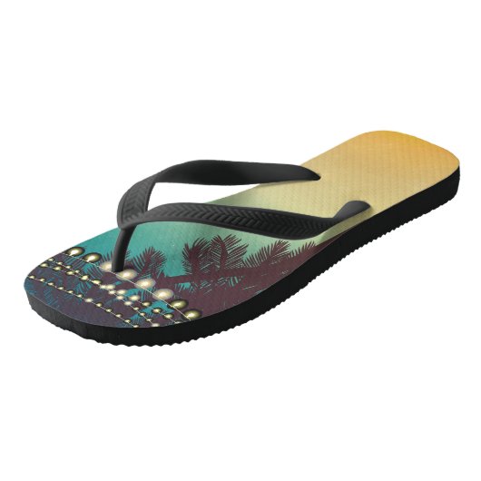 Flipflop Sandals Beach Sunset Palm Tree String Lig Badesandalen (Schrägansicht)