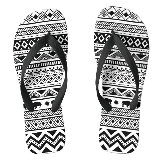 Flipflop Sandals Boho Buffalo Tribal Muster Bohem Badesandalen (Fußbett)