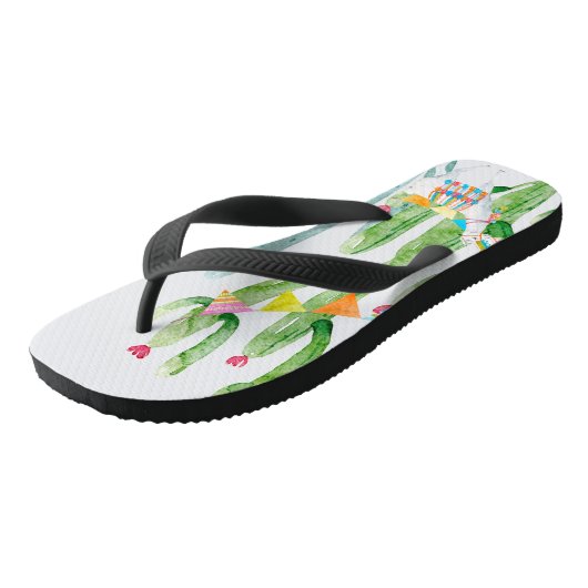 Flipflop Sandals Boho Llama Bohemisch Cacti Wüste Badesandalen (Schrägansicht)