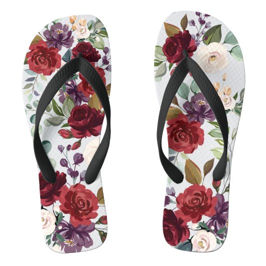 Flipflop Sandals White Roses Gold Geometric Badesandalen (Fußbett)
