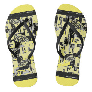Flipflops für Frauen Gelb, Schwarz Badesandalen