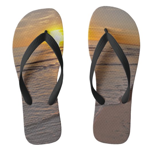 FlipFlops: Sonnenuntergang am Strand Badesandalen (Fußbett)