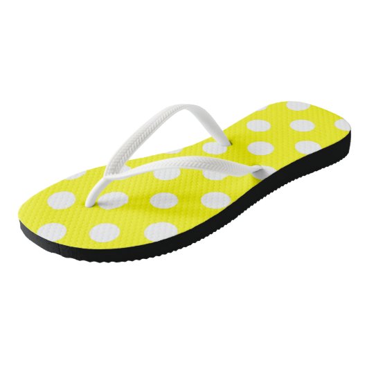 Flippen Flops Gelb & Weiß Polk a Dot Badesandalen (Schrägansicht)
