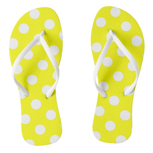 Flippen Flops Gelb & Weiß Polk a Dot Badesandalen (Fußbett)