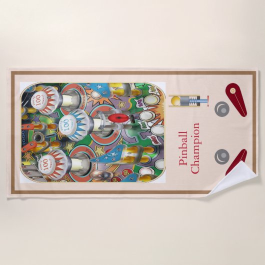 Flipperautomat-Badetuch Strandtuch (Vorderseite)