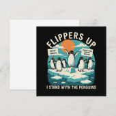 Flippern hoch Ich stehe mit Pinguinen Funny Reside Einladung (Vorne/Hinten)