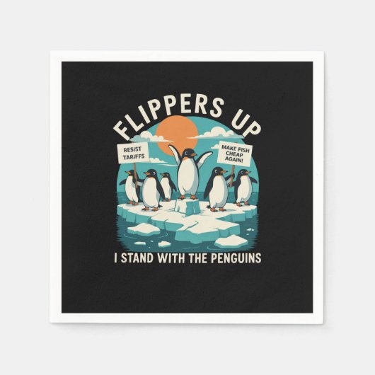 Flippern hoch Ich stehe mit Pinguinen Funny Reside Serviette (Vorderseite)