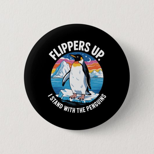 Flippern stehen mit dem Pinguin-Befreiungstag auf Button (Vorderseite)