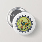 Flippig, Paisley, keltische Katzen-Mandala Button (Vorne & Hinten)