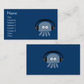 Flippige blaue Quallen DJ mit den Kopfhörern Visitenkarte (Vorne/Hinten)