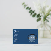 Flippige blaue Quallen DJ mit den Kopfhörern Visitenkarte (Stehend Vorderseite)