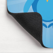Flippige blaue Retro Eule mit Kopfhörern Mousepad (Ecke)