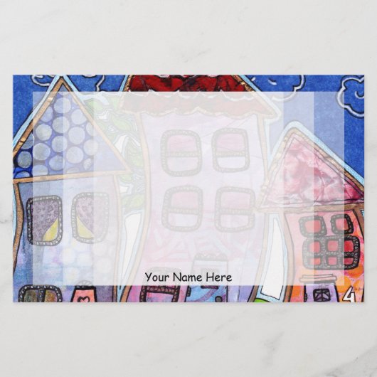 Flippige bunte Häuser Briefpapier (Vorderseite)