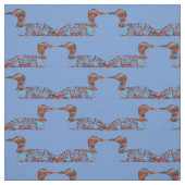 Flippige farbige Loons auf Cornflower-Blau Stoff (Muster)