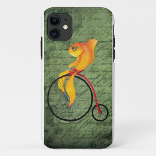 Flippige Fische auf einem Penny-Farthing iPhone 11 Hülle