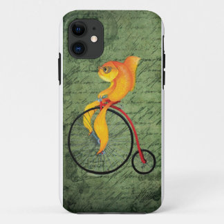 Flippige Fische auf einem Penny-Farthing iPhone 11 Hülle