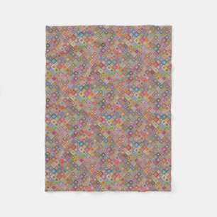 Flippige geometrische Oma-Art-Quadrate Fleecedecke