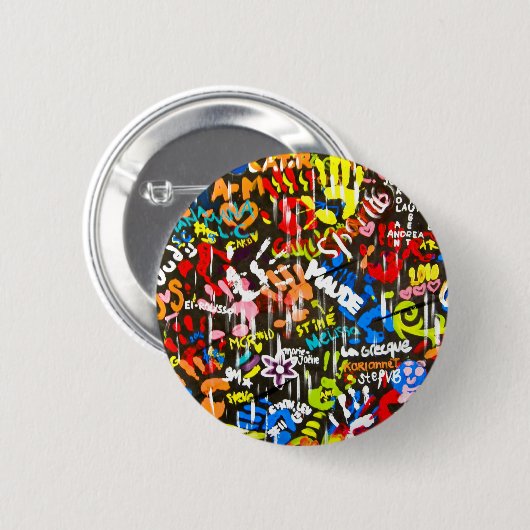 flippige Graffitis Button (Vorne & Hinten)