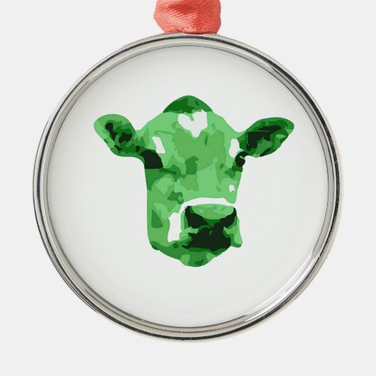 Flippige grüne Kuh Ornament Aus Metall (Vorne)