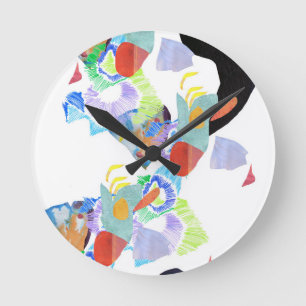 Flippige Kunst der Neonfarben-Kleckse Runde Wanduhr