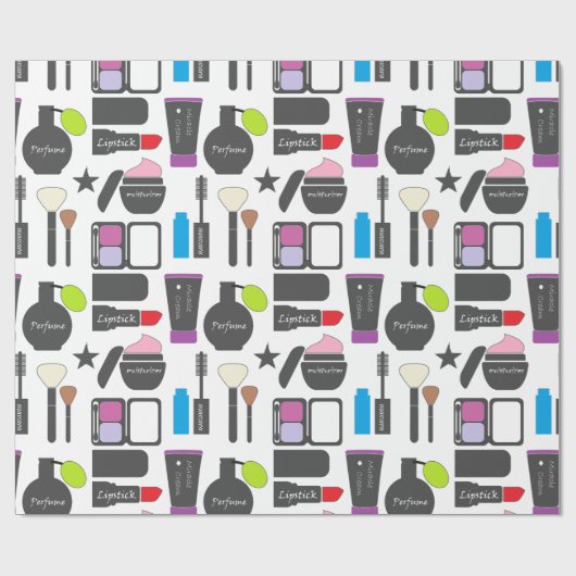 Flippige Make-upcollage Geschenkpapier (Flach)