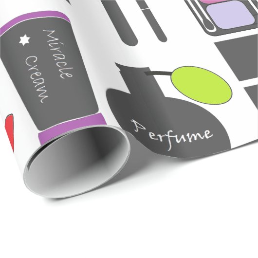 Flippige Make-upcollage Geschenkpapier (Rolleneckpunkt)