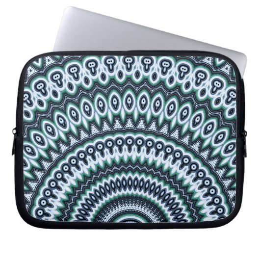 Flippige Pfau-Mandalamuster-Laptophülse Laptopschutzhülle (Vorderseite)