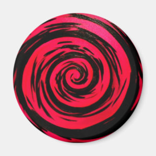 Flippige rote hypnotische Strudel-Kunst Magnet