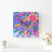 Flippige Sommersun-Flipflop-Strahln-Wanduhr Quadratische Wanduhr (Zuhause)