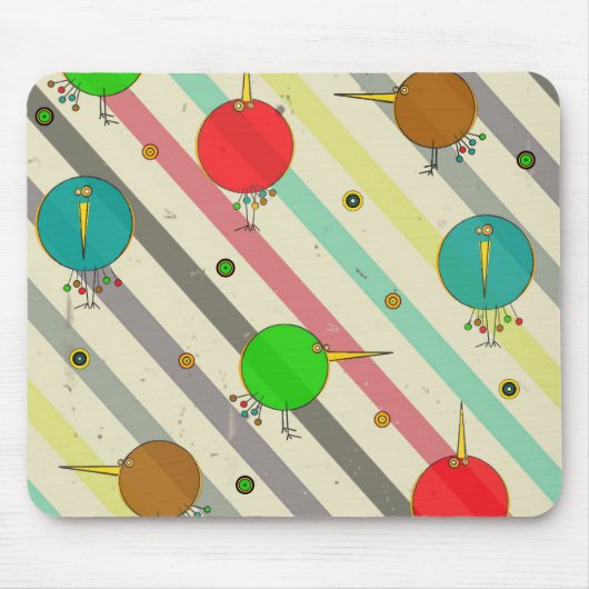 Flippige Vögel gestreiftes Mousepad (Vorne)