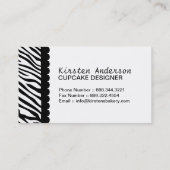 Flippige Zebra-Druck-Kuchen-Bäckerei-Visitenkarten Visitenkarte (Rückseite)