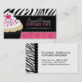 Flippige Zebra-Druck-Kuchen-Bäckerei-Visitenkarten Visitenkarte (Vorne/Hinten)
