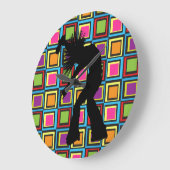 Flippiger Retro Sänger-Tänzer Große Wanduhr (Winkel)