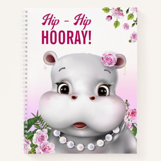 Flippiger rosa Blumen Kinder Notizblock (Vorderseite)