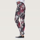 Flippiges Blumen in mutigem Rotem und schwarz Leggings (Links)