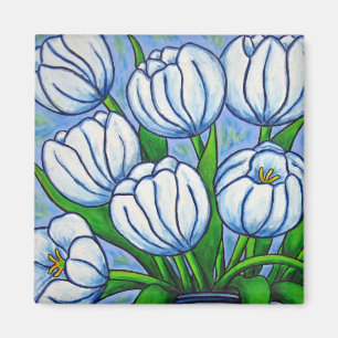 Flippiges Blumen - weißer Tulpe-Magnet Magnet