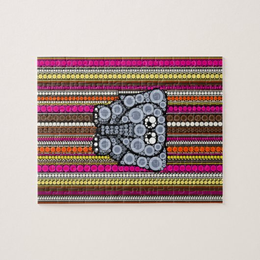 Flippiges Elefant-Kreis-Mosaik mit Streifen Puzzle (Horizontal)