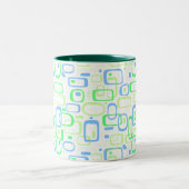 Flippiges grünes Retro Muster Zweifarbige Tasse (Mittel)