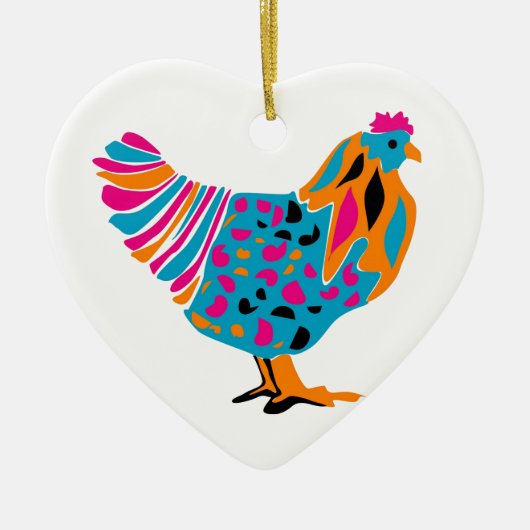 Flippiges helles Huhn Keramik Ornament (Vorne)