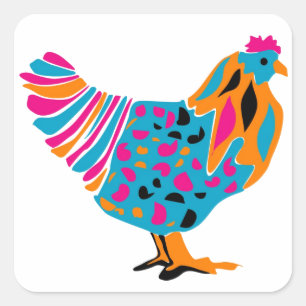 Flippiges helles Huhn Quadratischer Aufkleber