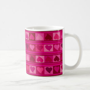 Flippiges Herzen und Quadrate Mozaic   fuschia Kaffeetasse