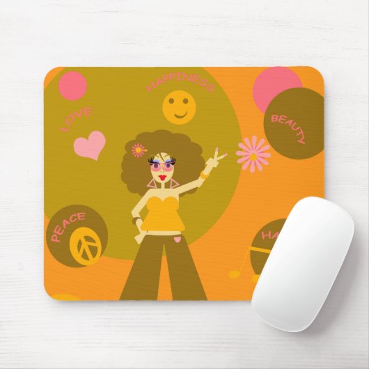 Flippiges Hippie-Mädchen Mousepad (Mit Mouse)